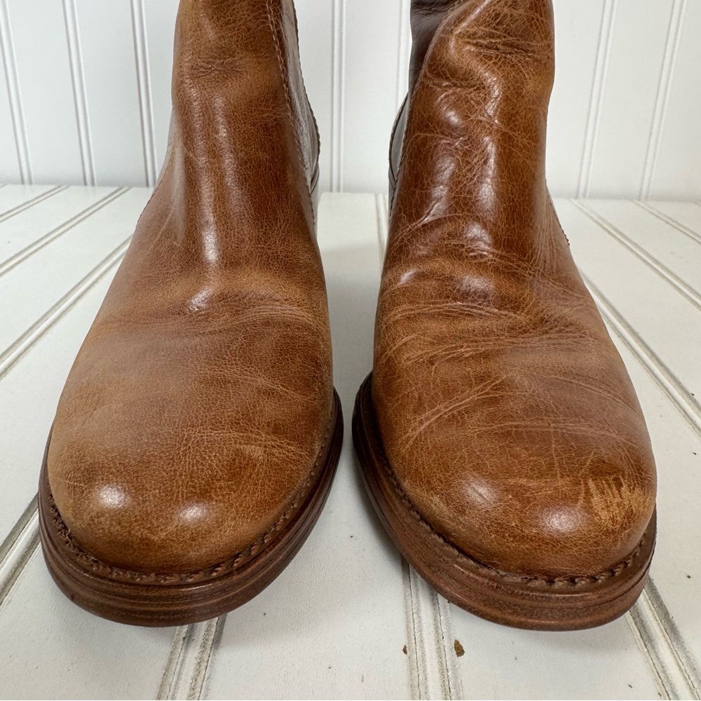 Vince Camuto Zeldina Ankle Bootie Women’s Sz. 7M Caramel Leather‎ Distressed - Picture 3 of 14